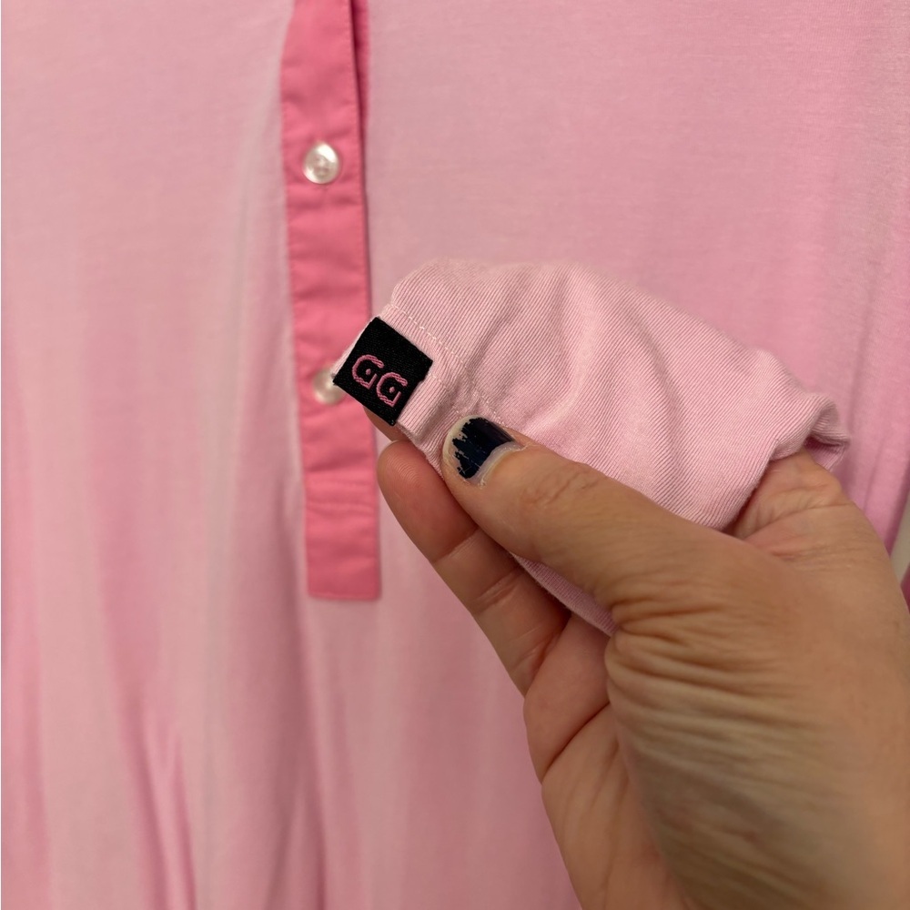 VTG GG Blue Womens Pebble Beach Pink Long Sleeve Top Medium Preppy Golf Bodycon - Picture 5 of 8
